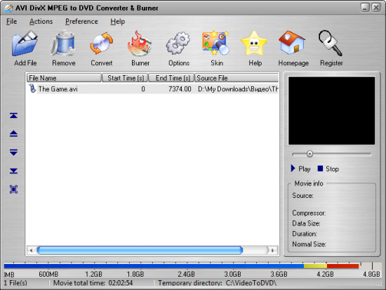  AVI DivX MPEG to DVD Converter & Burner 5.2.9